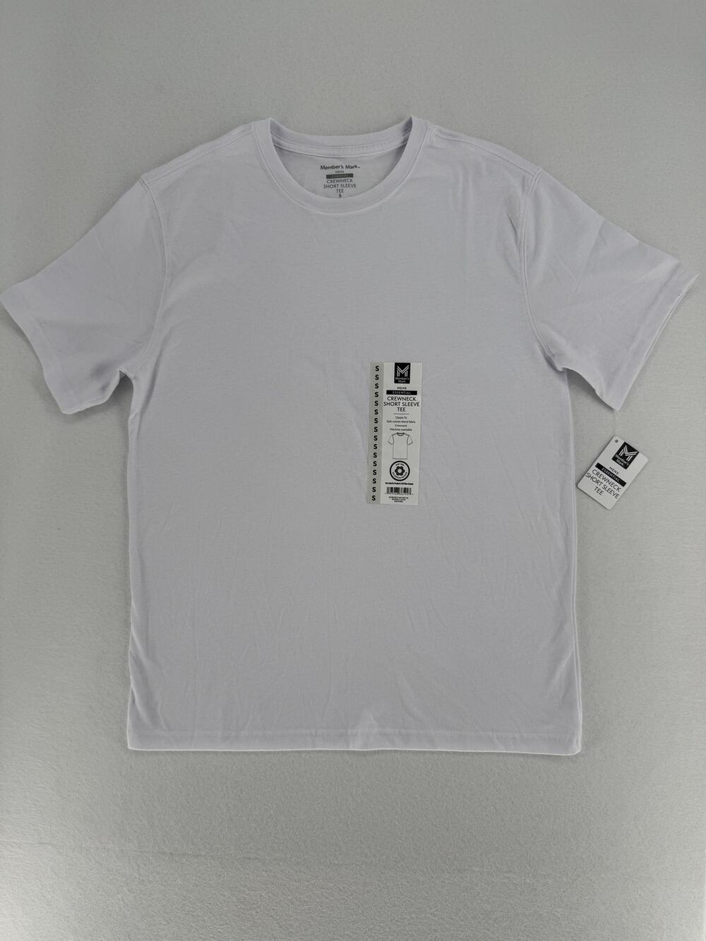 Member's Mark Essential Crewneck T-Shirt Mens S Vivid White Cotton Blend NWT